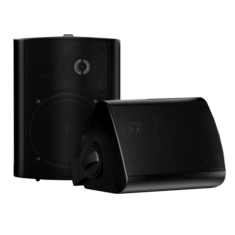 Herdio 5.25 Inches Passive Outdoor Speakers Wired Waterproof, 300 Watts Wall Mount Speakers All Weather for Patio Indoor Deck Countryard (1 Pair, Black) - Image 1